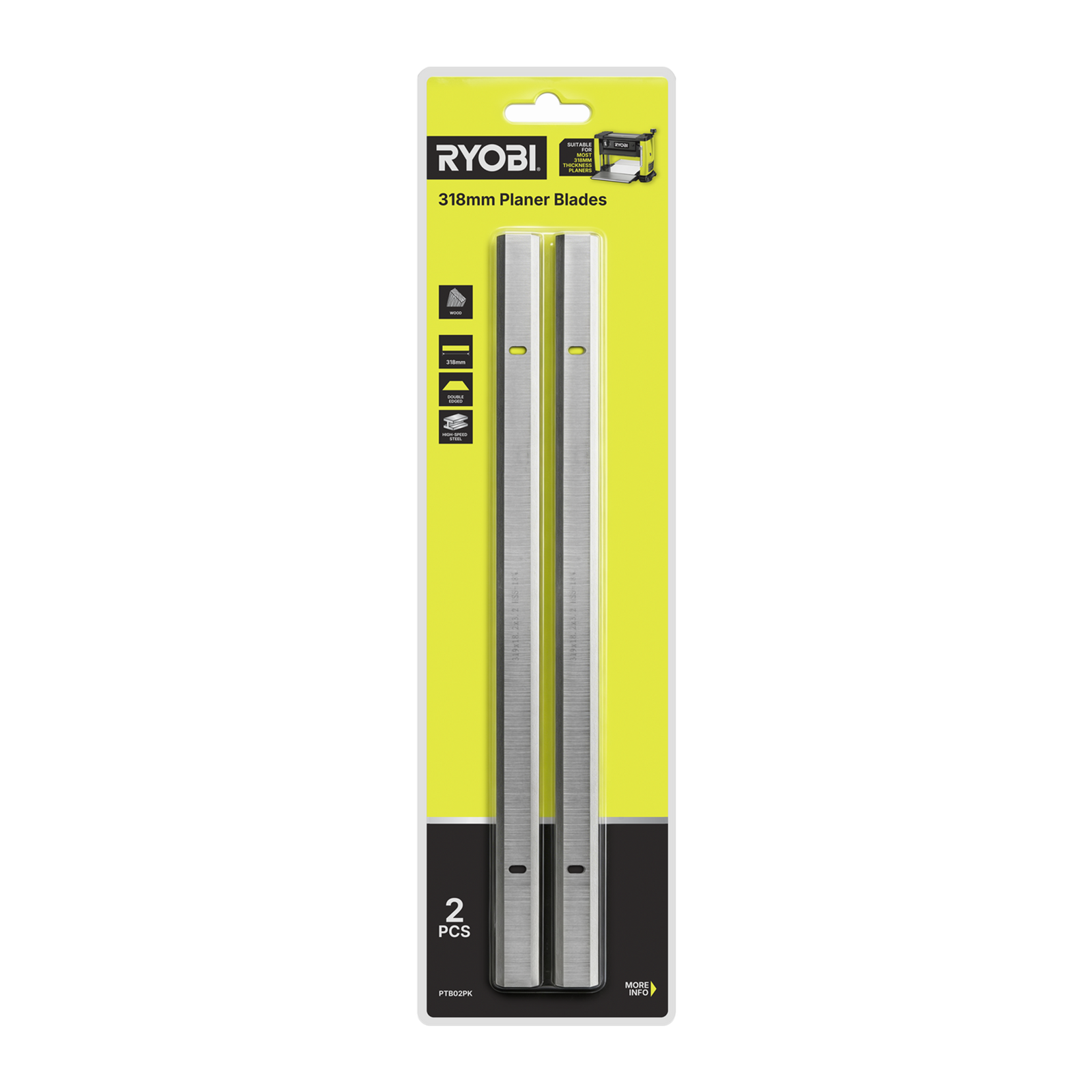Ryobi 318mm High-Speed Steel Planer Blades - 2 Pack