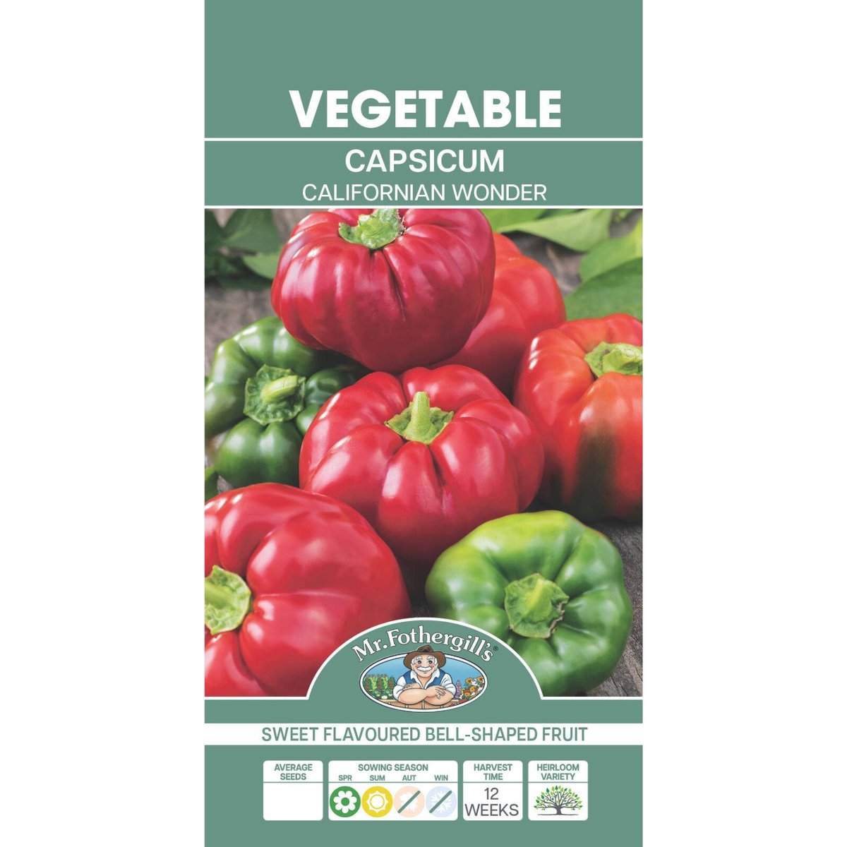 Mr Fothergill S Californian Wonder Capsicum Seeds 75mm Green Red Fruit - SuperSaverAU - view 1