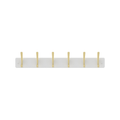 MODE Hat & Coat Rack - 6 Brushed Brass Hooks on White Board