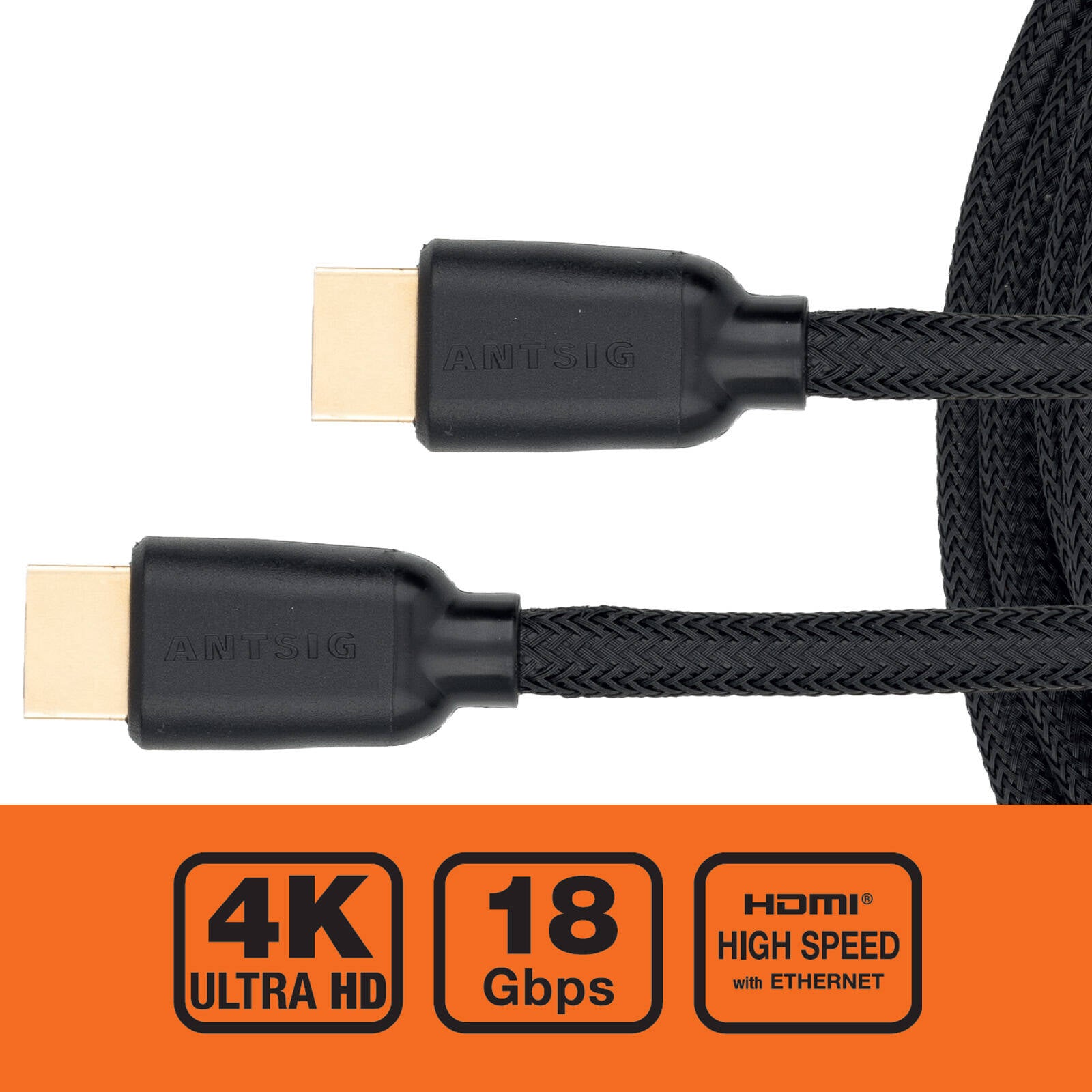 Antsig 10m 1080p 4K HDMI Braided Cable AP457B - Nylon, Long-Run Home Theatre Lead