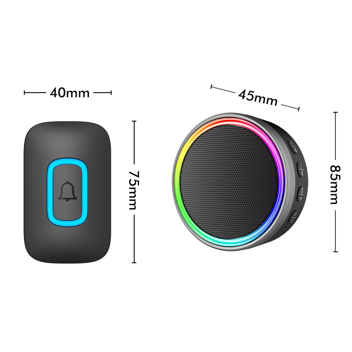 Arlec 200m Rechargeable Wireless Door Chime - Speaker - RGB LED - Black - SuperSaverAU - view 4