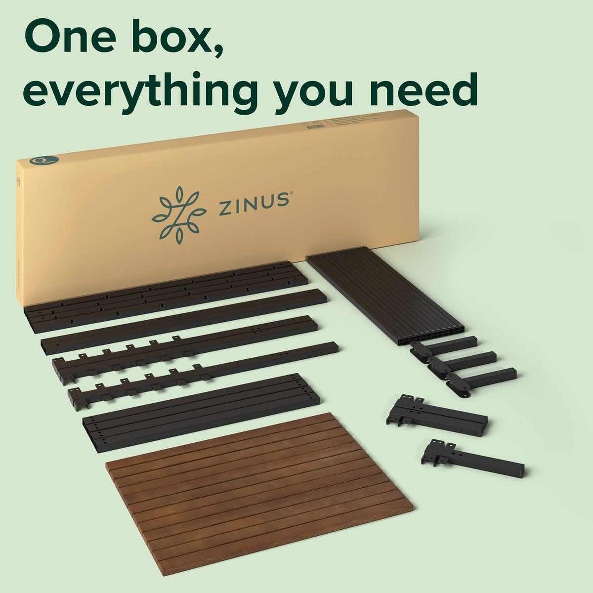 Zinus Double Metal and Bamboo Bed Frame - Black Metal with Brown Bamboo, No Box Spring - AU-FBOBH2ZC-35D