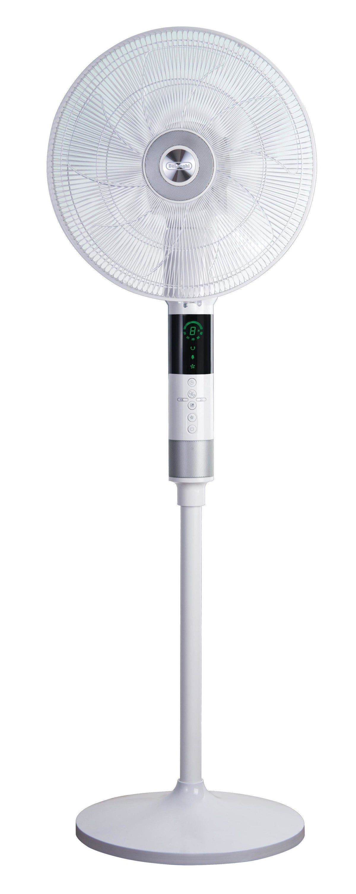 DeLonghi 40cm Pedestal Fan - 3 Speeds, 360 Degree Oscillation, Timer, Remote Control - DEAPF40WH