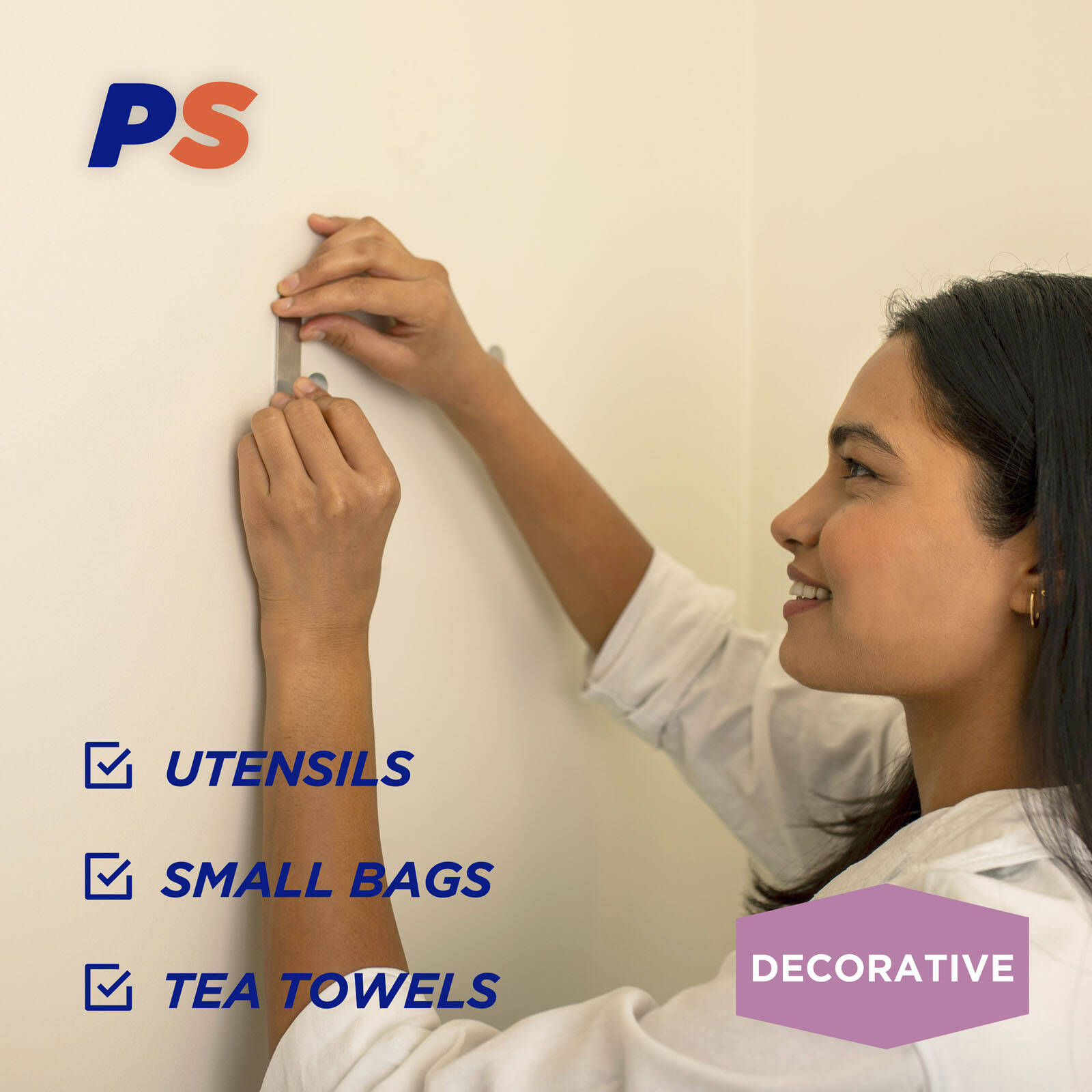 Permastik Medium Stainless Steel Adhesive Hooks 3 Pack Removable
