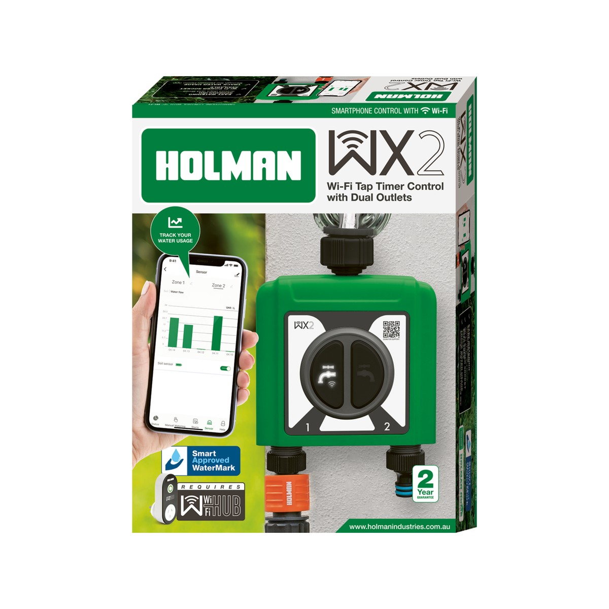 Holman WX2 Dual Outlet Tap Timer - 2 Zones - Efficient Garden Watering - SuperSaverAU - view 5