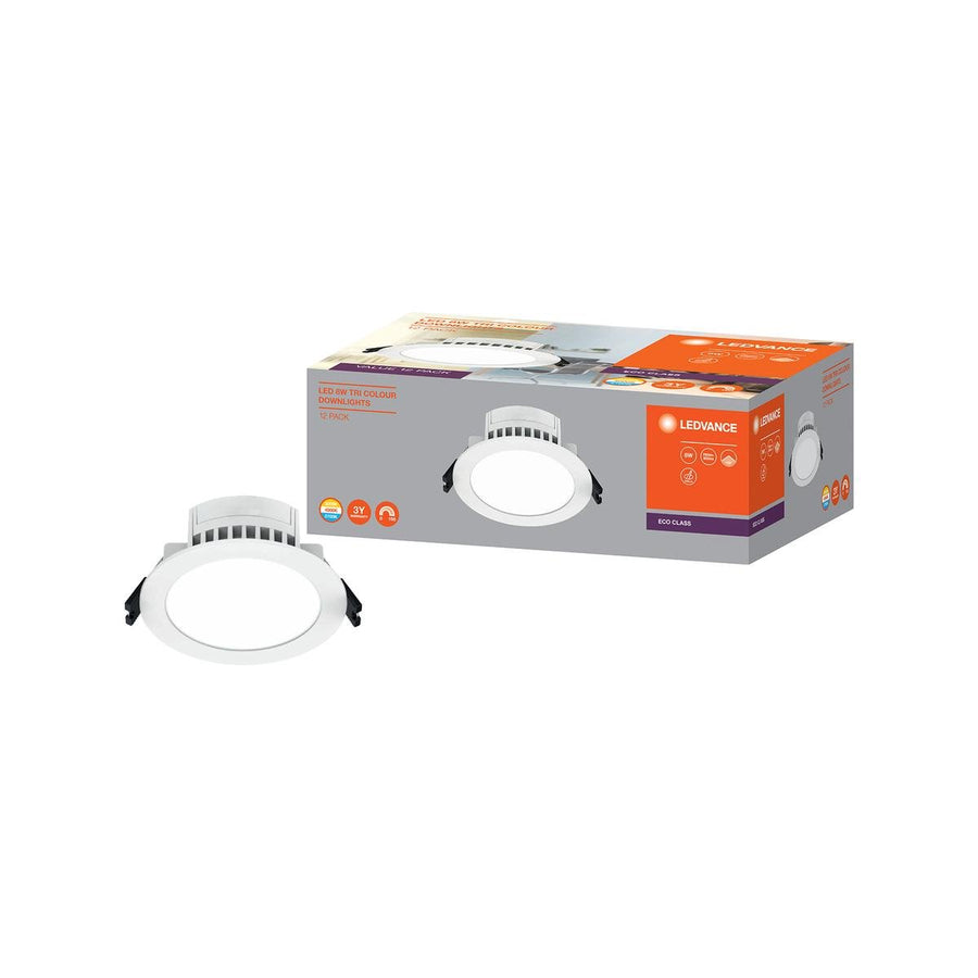 Ledvance Downlights 8W Dimmable 700lm Tri Colour 12 Pack - 106mm x 106mm - SuperSaverAU - view 1