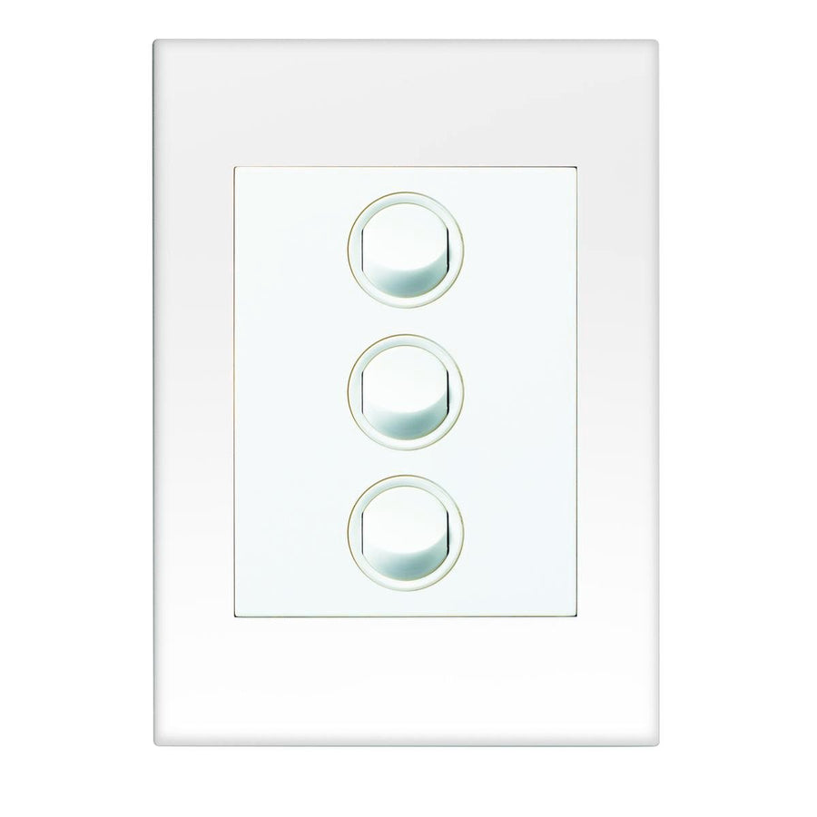 Hpm Vivo 3 Gang Wall Switch - 85mm x 118mm - Plastic - White - SuperSaverAU - view 1