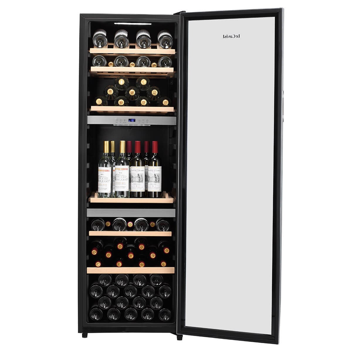LeCavist 140 Bottle Triple Zone Wine Cabinet 282L - Stainless Steel, Triple Glazed Door - LEK1403ZPVX