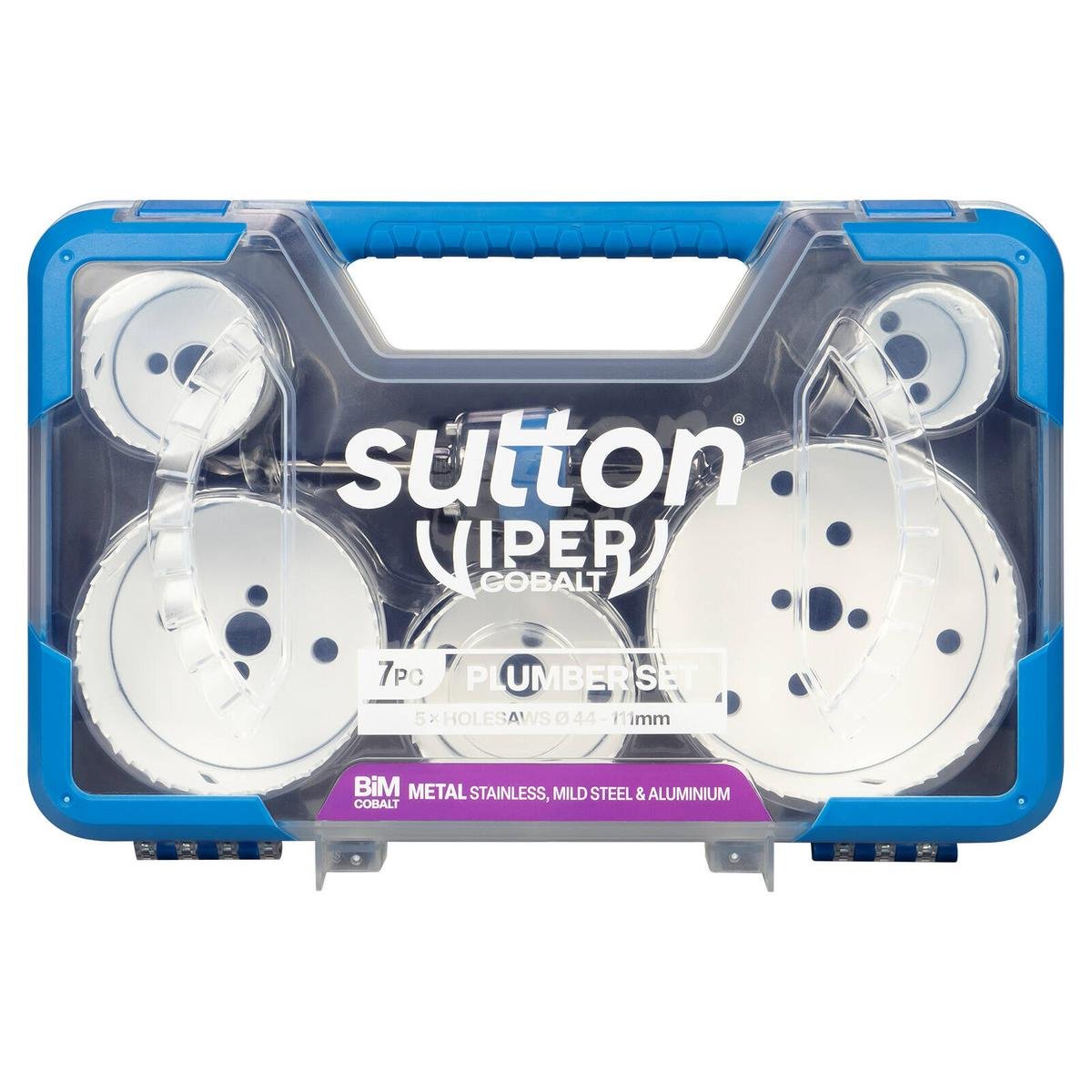 Sutton Tools Bi Metal Viper Cobalt Holesaw Set - 7 Piece - 111mm - Durable