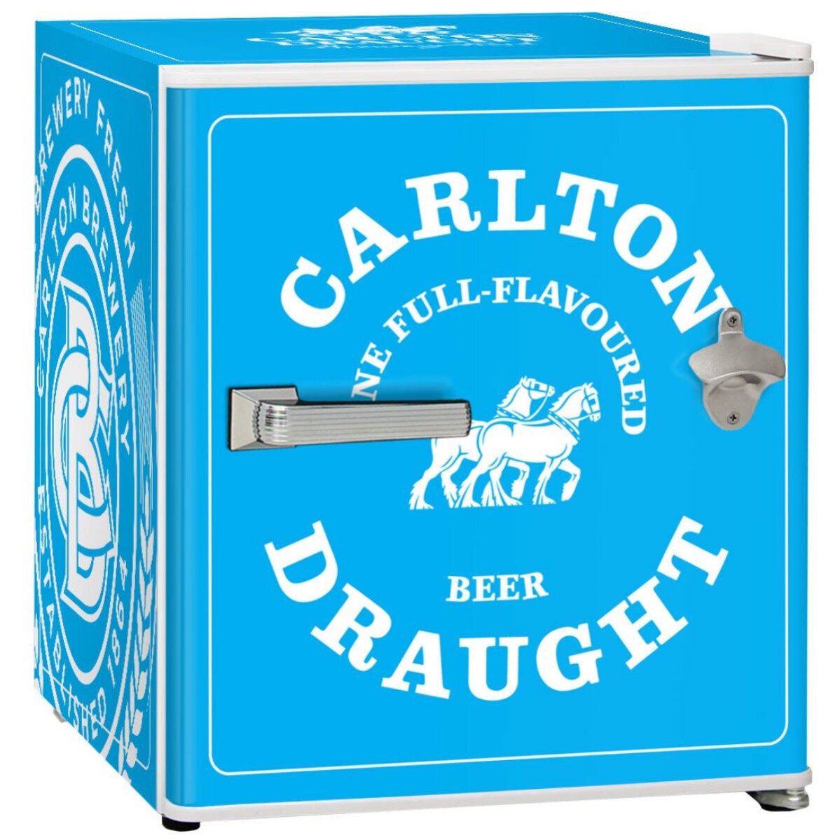 Schmick 46L Blue Carlton Draught Branded Retro Style Mini Fridge - Frost Free - BC46W-DRAUGHT-V2