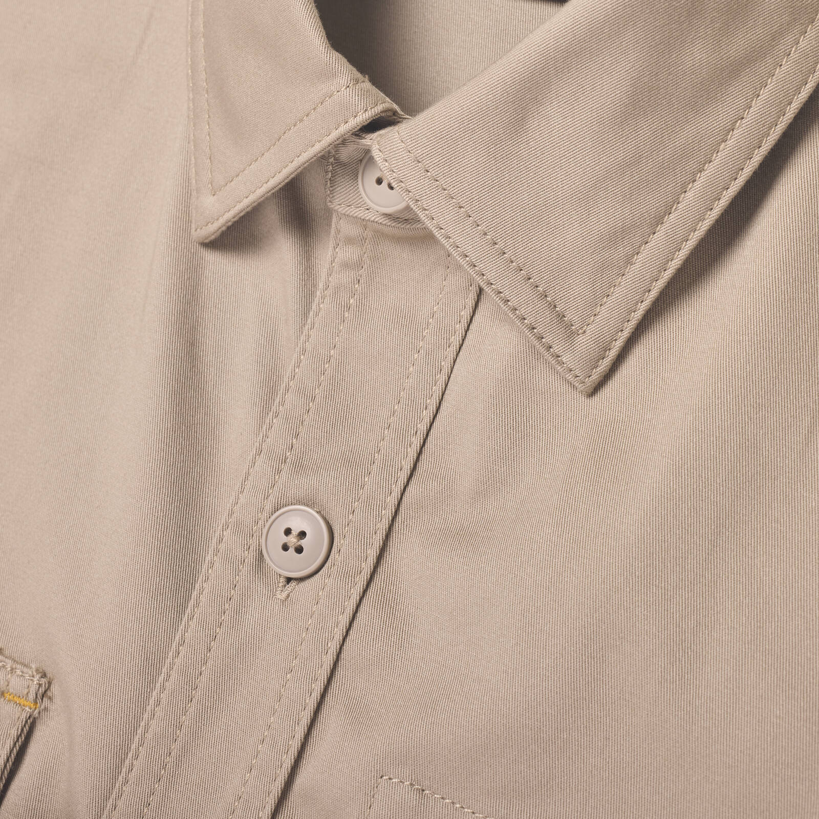 DeWALT Granite Long Sleeve Button Up Work Shirt - Khaki, Size XXL, 97% Cotton