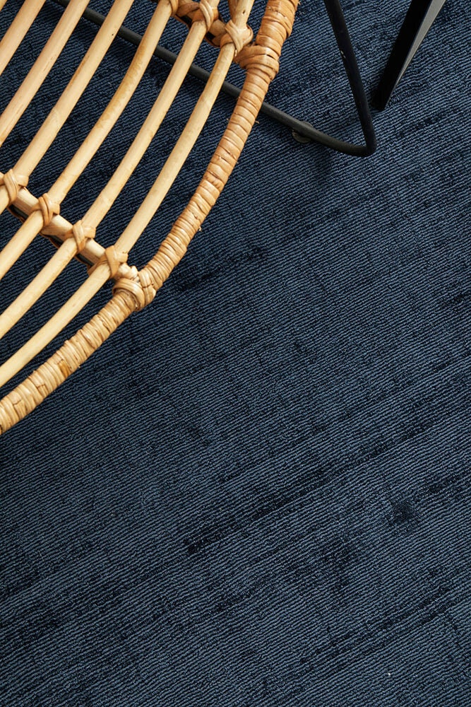 Rug Culture Bliss Medium Rug 225x155cm - Denim Blue Viscose, Hand Loomed, 8mm Pile - BLSDENIM225X155