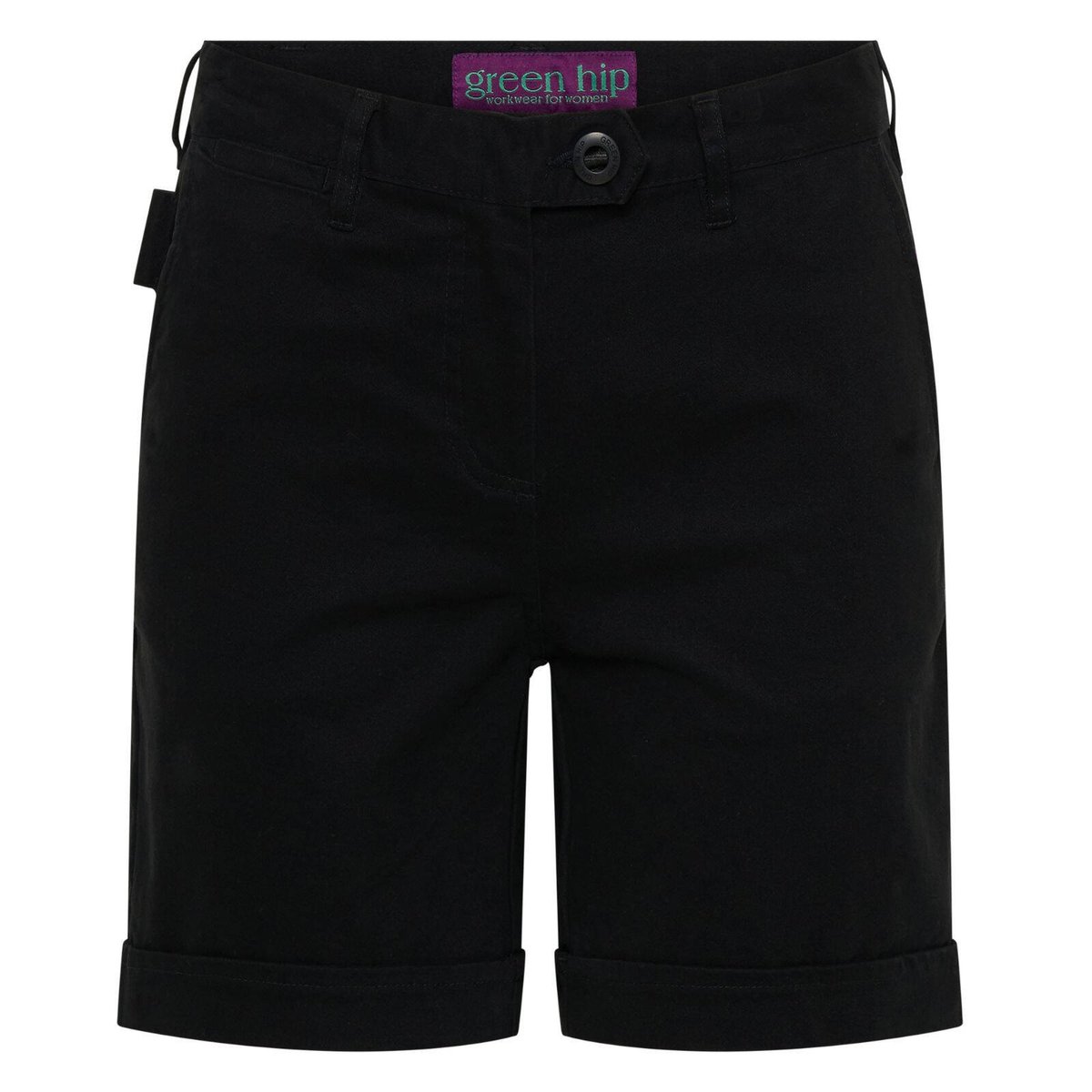 Green Hip Original Shorts Black Size 16 - High-Waisted - UPF 50+ Protection - Cotton-Stretch Blend - SuperSaverAU - view 1