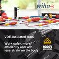 Wiha 220mm Combination Pliers - 1000V Insulated, C70 Steel, Built-In Cutter