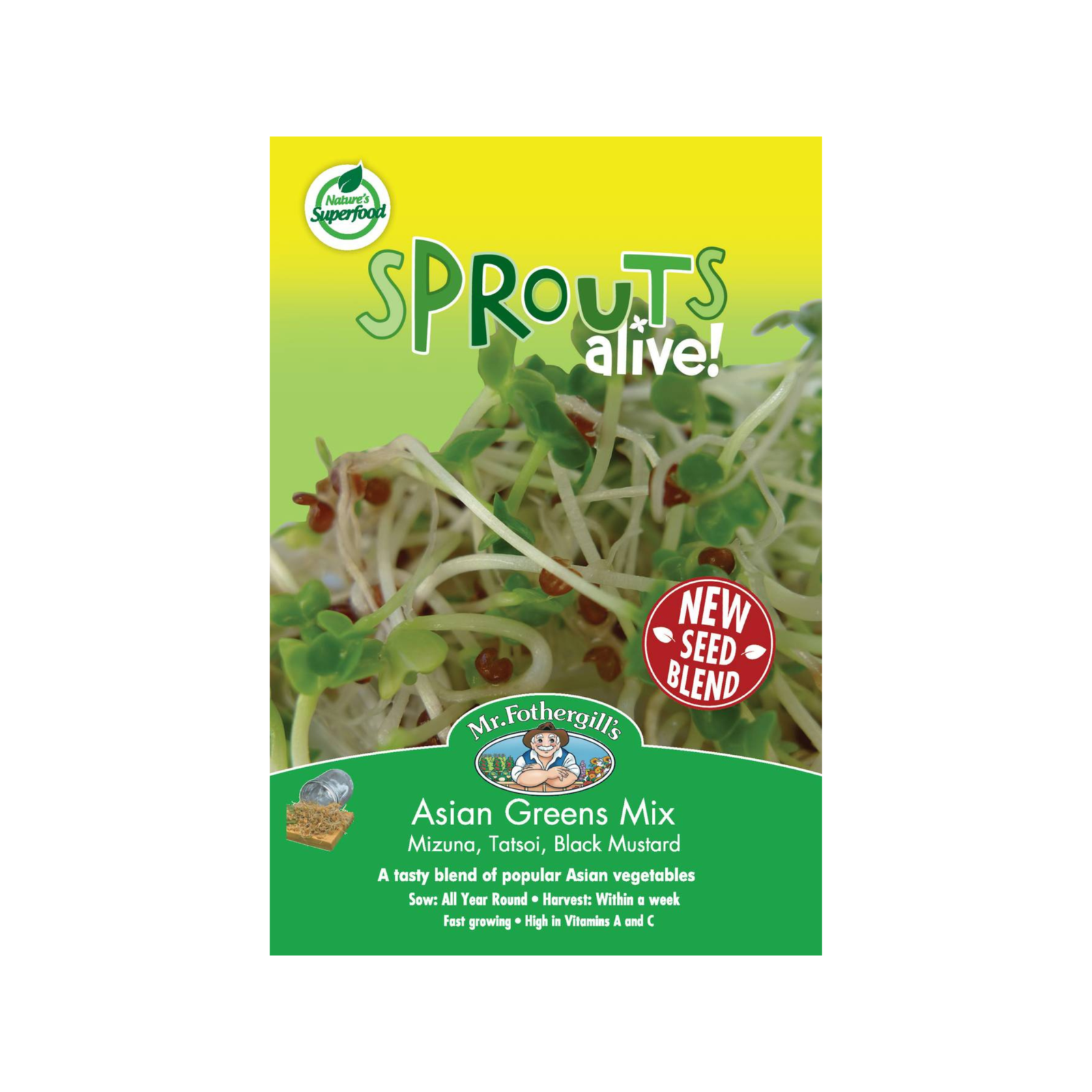 Mr Fothergill's Sprouts Alive Asian Green Seeds - Quick-Growing Sprouting Blend