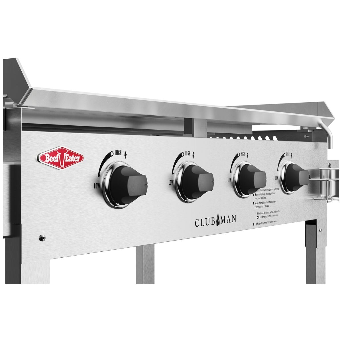 Beefeater Clubman 4 Burner Flat Top LPG BBQ - Stainless Steel - Quartz Start Ignition - BD16440