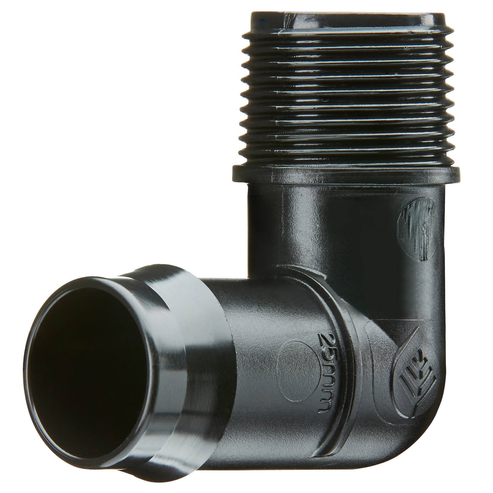 Pope 25mm Barbed x 20mm BSP Male Threaded Elbow - Black Poly, 1000kPa