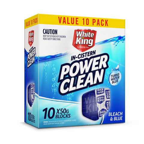 White King Power Clean Cistern Bleach Blue Blocks - 10pk 50g - Effective Cleaning - SuperSaverAU - view 1