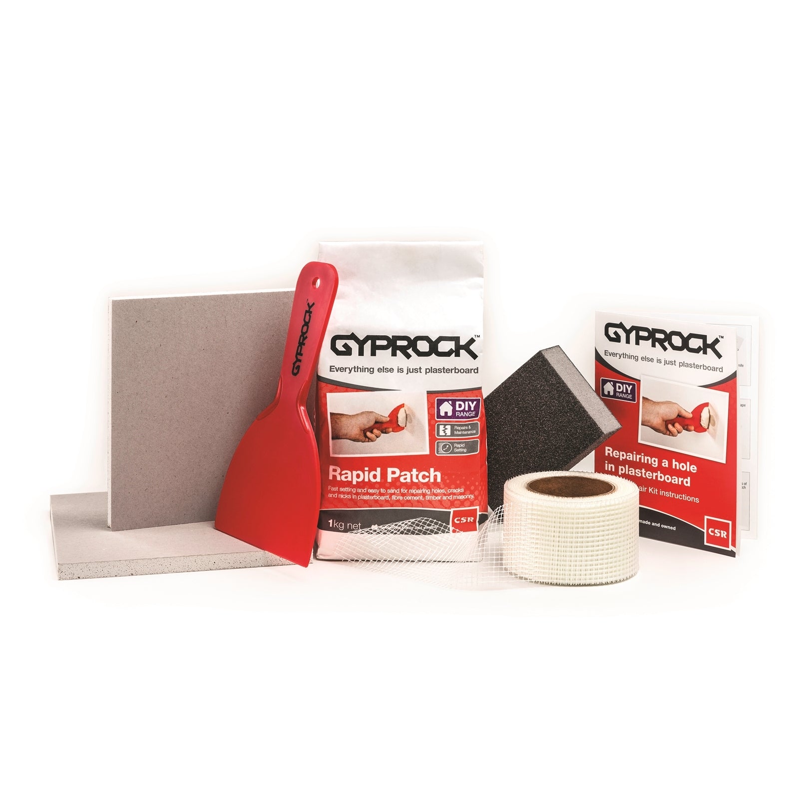 Gyprock CSR 1.5kg DIY Rapid Plaster Repair Kit, Sandable Plasterboard Patch Set