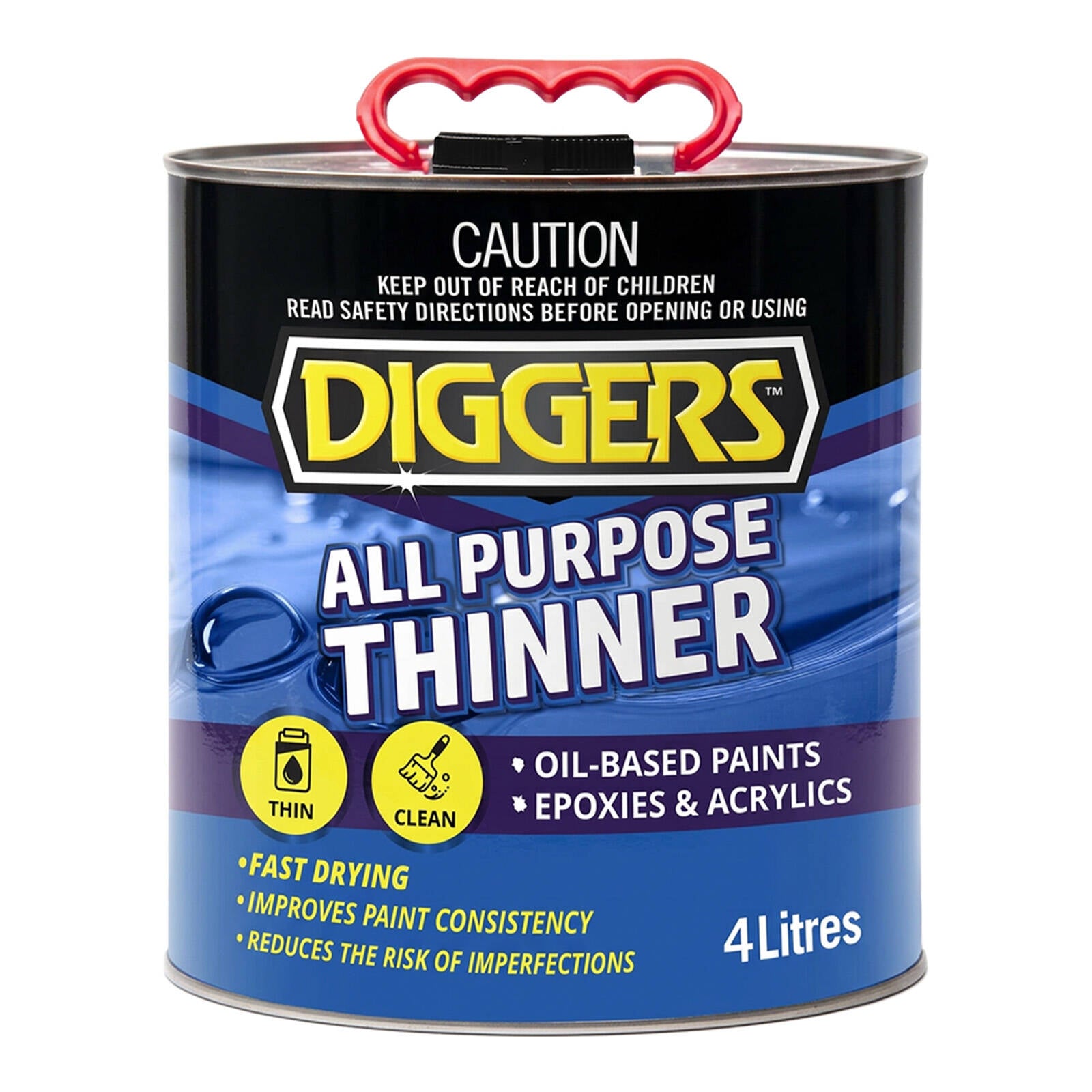 DIGGERS 4L All Purpose Thinner Liquid Solvent Cleaner Indoor & Outdoor