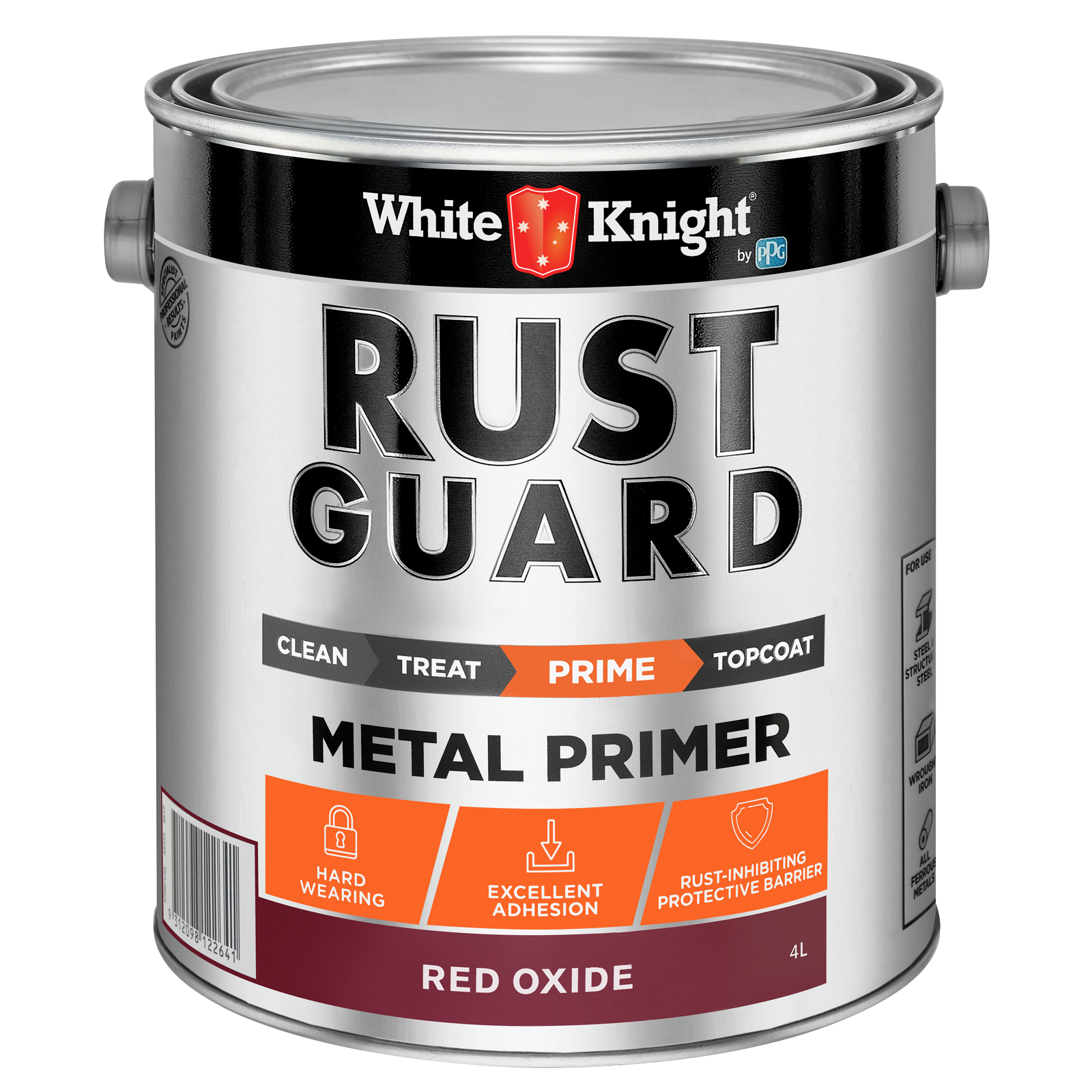 White Knight Rust Guard Metal Primer Paint 4L Red Oxide Anti-Corrosive