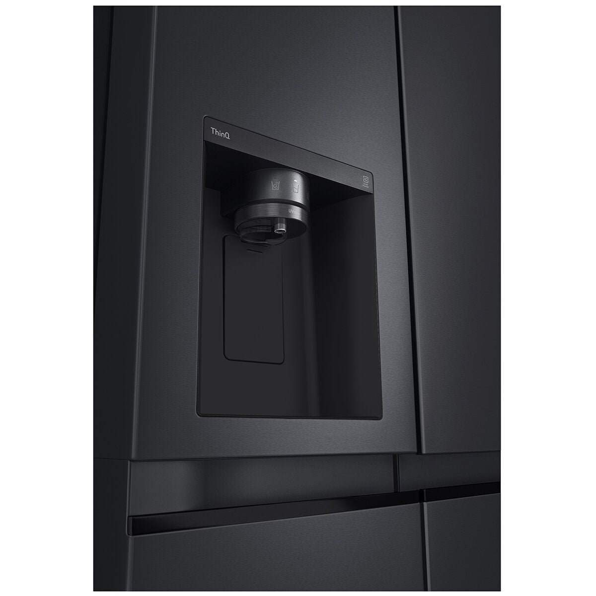 LG 635L Side by Side Fridge - Matte Black, Plumbed Ice and Water Dispenser, ThinQ - GS-L600MBL
