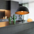 Verve Design 60W Black and Gold Metal Dome Pendant Light E27 Indoor PLS002