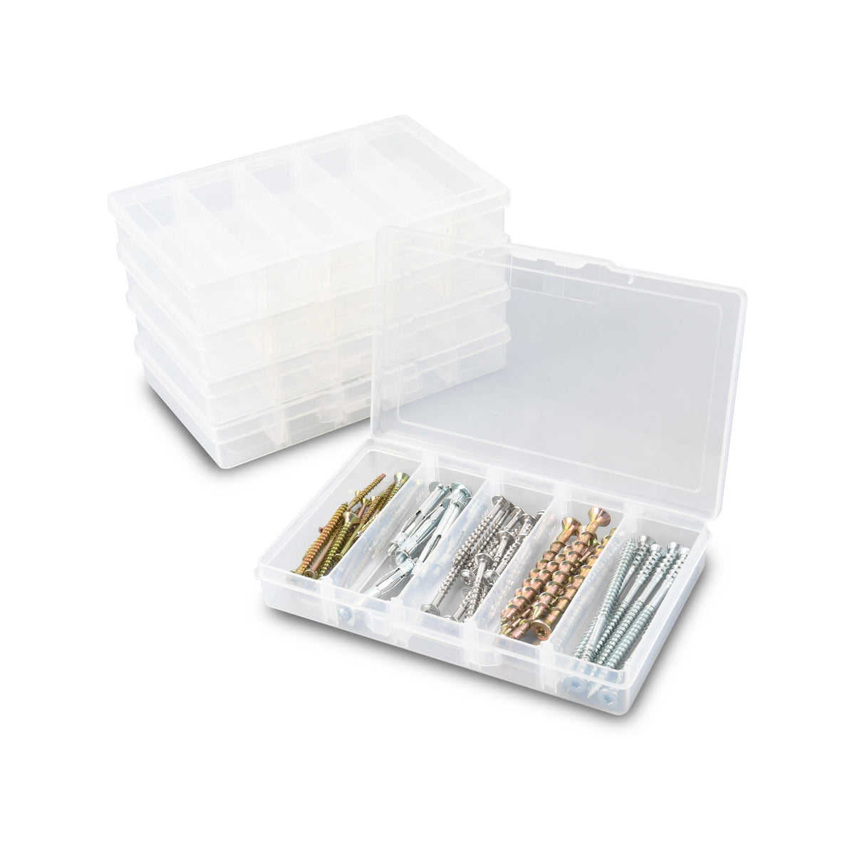 Craftright 5 Compartment Clear Polypropylene Organiser Storage Box