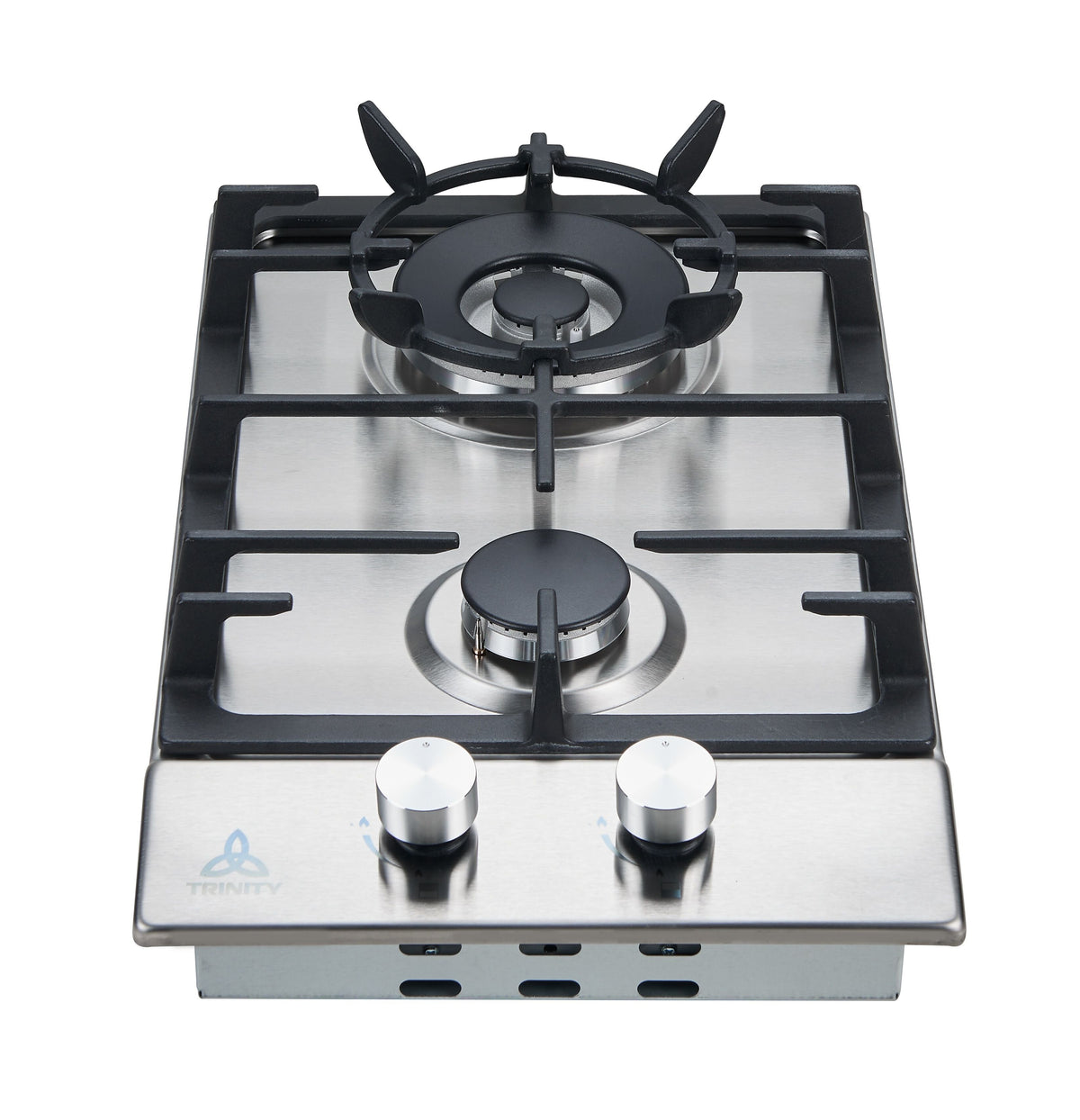 Trinity 30cm 2 Burner Gas Cooktop - Stainless Steel - Wok Burner - Front Controls - TRG302SS