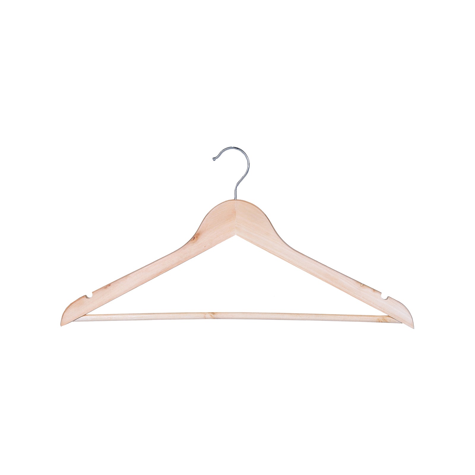 Practa Timber Clothes Hangers with Bar 5 Pack Natural Wood