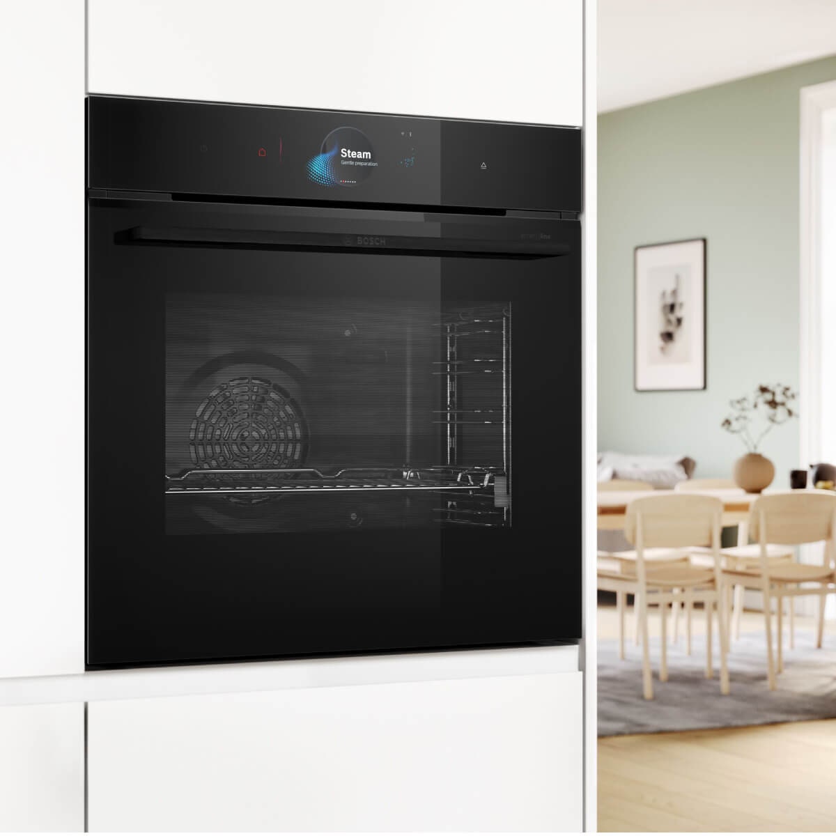 Bosch 60cm Series 8 Built-In Steam Oven - 71L Black - Pyrolytic and Air Fry - HRG978NB1A