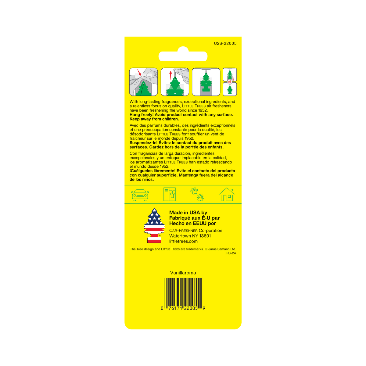 Little Trees Vanillaroma Hanging Tree Air Freshener 2 Pack - 70mm x 190mm - Long-lasting Fragrance