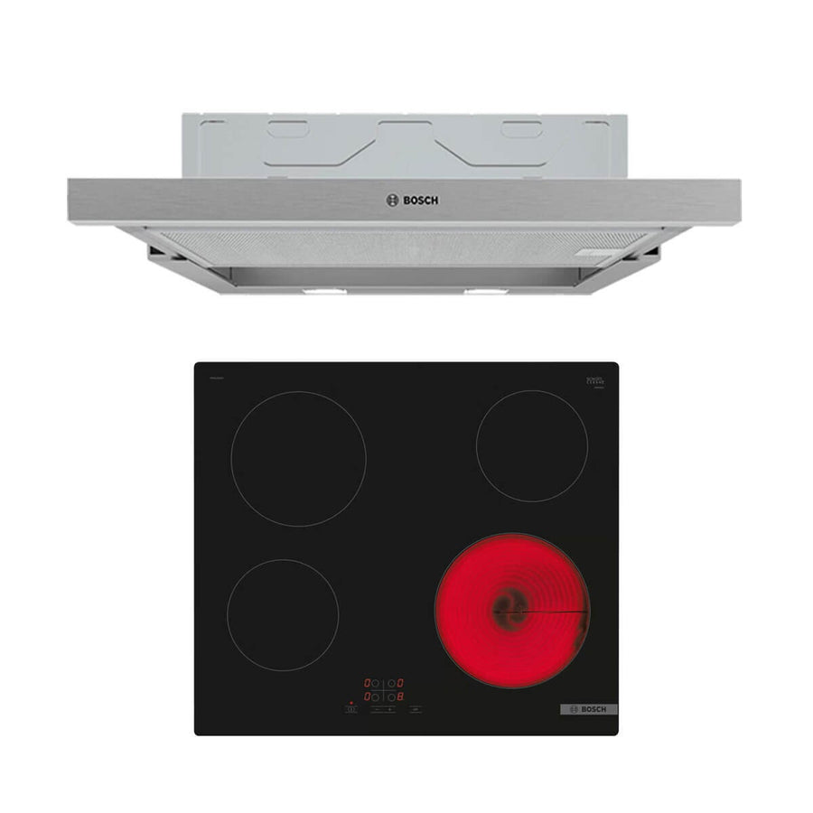 Bosch 60cm Cooking Pack - Ceramic Cooktop with 4 Zones, Slideout Rangehood, TouchSelect - BSHCOOKPACK7