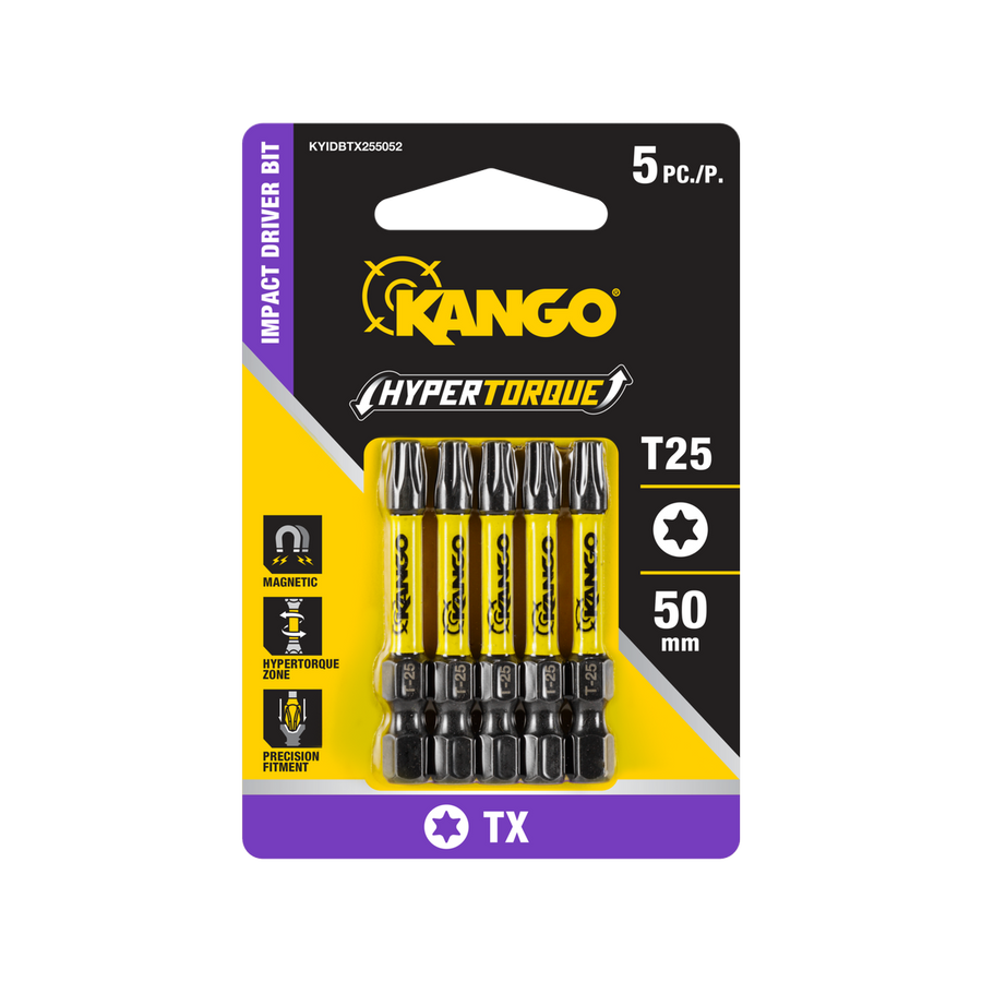 Kango Impact Driver Bit 5 Pack - TX25 50mm - High Torque - Magnetic Tip - SuperSaverAU - view 1