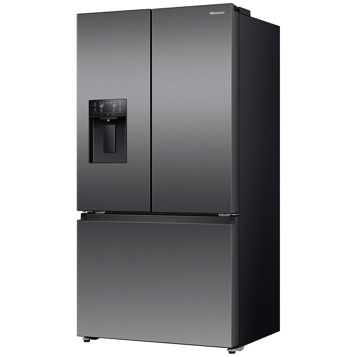 Hisense 634L French Door Fridge - Plumbed Water and Ice, Dark Stainless Steel, Flat Door - HRFD634BW
