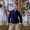 Green Hip Long Sleeve Women's Work Shirt Navy Blue Size 10