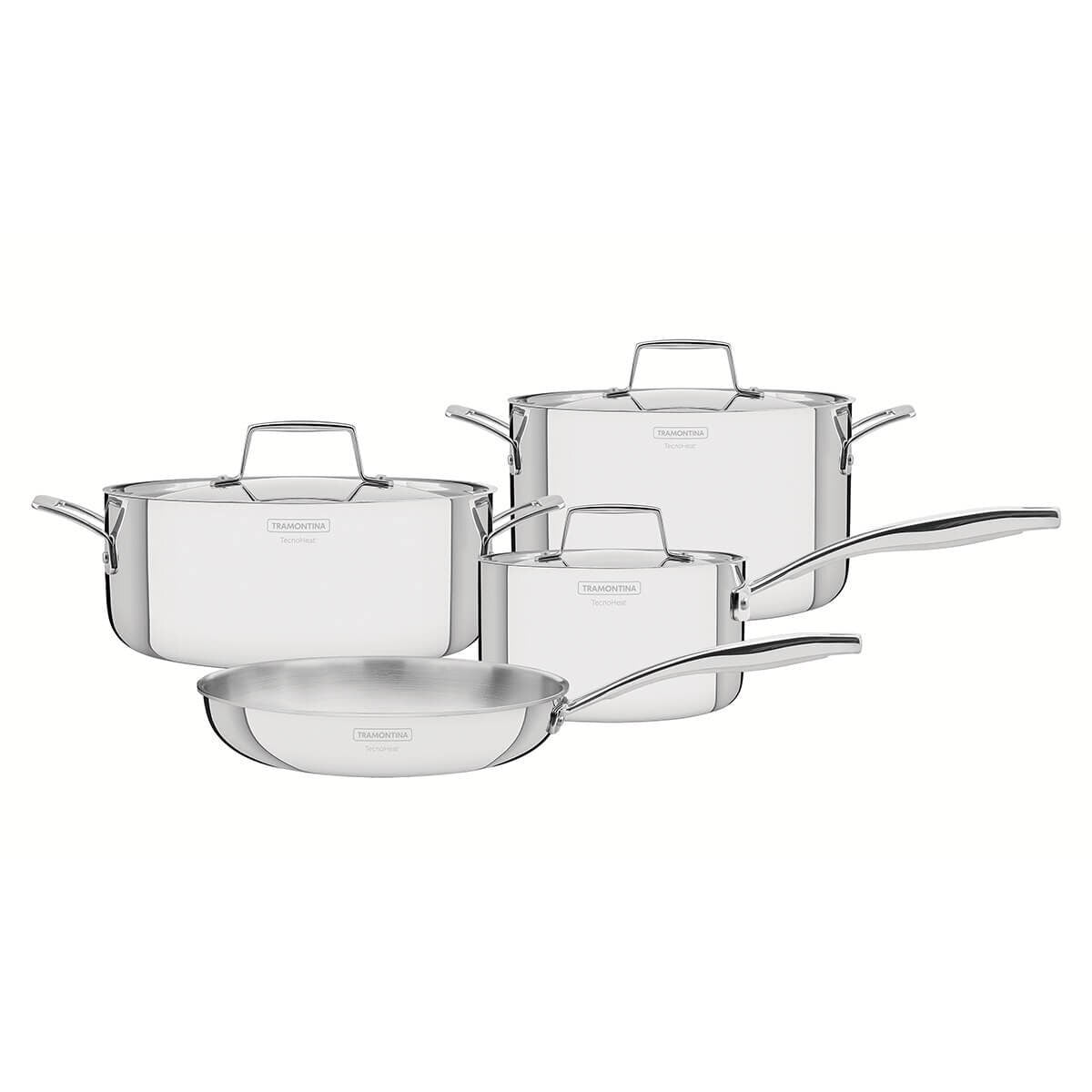 Tramontina Grano 4 Piece Tri-Ply Stainless Steel Cookware Set - TechnoHeat, Induction Compatible - 65140000