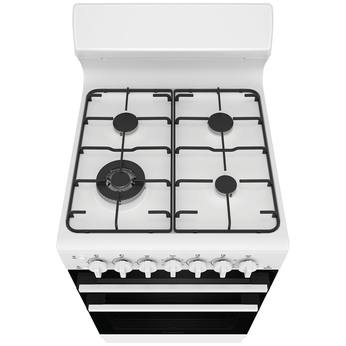 Westinghouse 54cm Freestanding Gas Stove - White, Wok Burner, Fan Bake Oven, 60 Minute Timer - WLG512WCH
