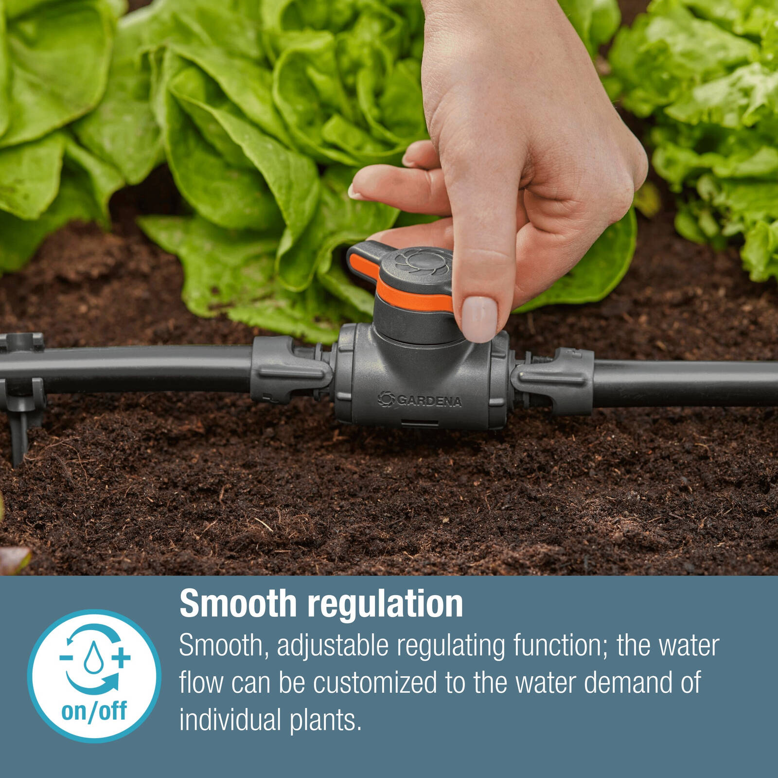 GARDENA 13mm Micro Irrigation Shut-Off / Regulation Valve Black High-Impact Plastic