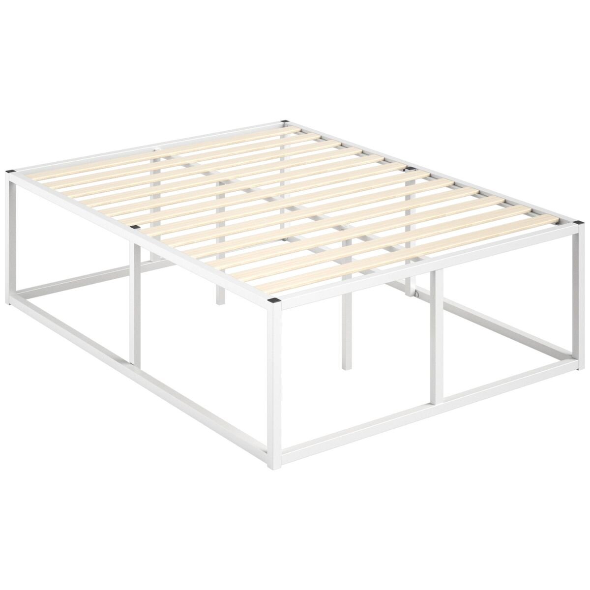 Zinus Double Metal Bed Frame - 45cm Raised Platform Base with Under-Bed Storage Space, White - AU-MBBFW-18D