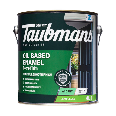 Taubmans 4L Accent Semi Gloss Oil Based Enamel Paint Splatter Resistant