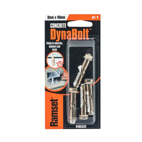 Ramset DynaBolt Plus - 8mm x 40mm - Carbon Steel - Pull-Down Anchor - 4 Pack - SuperSaverAU - view 1