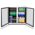 Husky 203L Double Door Home Bar Drinks Chiller - White, Low-E Glass, Manual Dial Control - C2HHMBWHAU