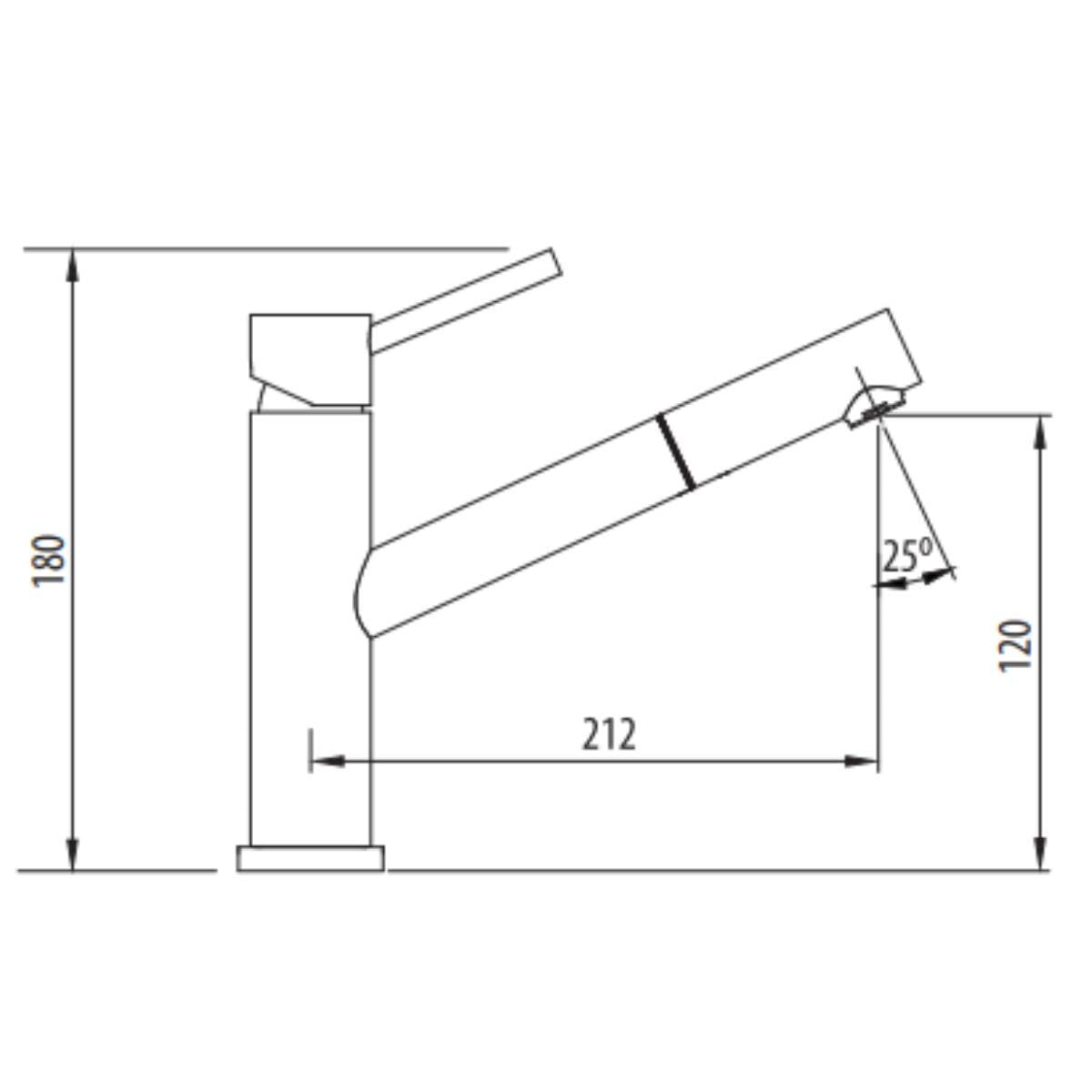 Oliveri Pull Out Kitchen Mixer Tap - 316 Grade Stainless Steel Body, 7.5L/min Flow - SS31615