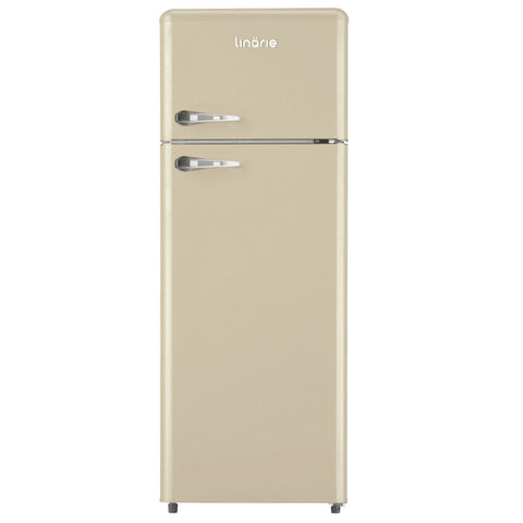 Linarie 209L Retro Top Mount Fridge - Cream Finish, Manual Defrost Freezer - LK200DDCREAM
