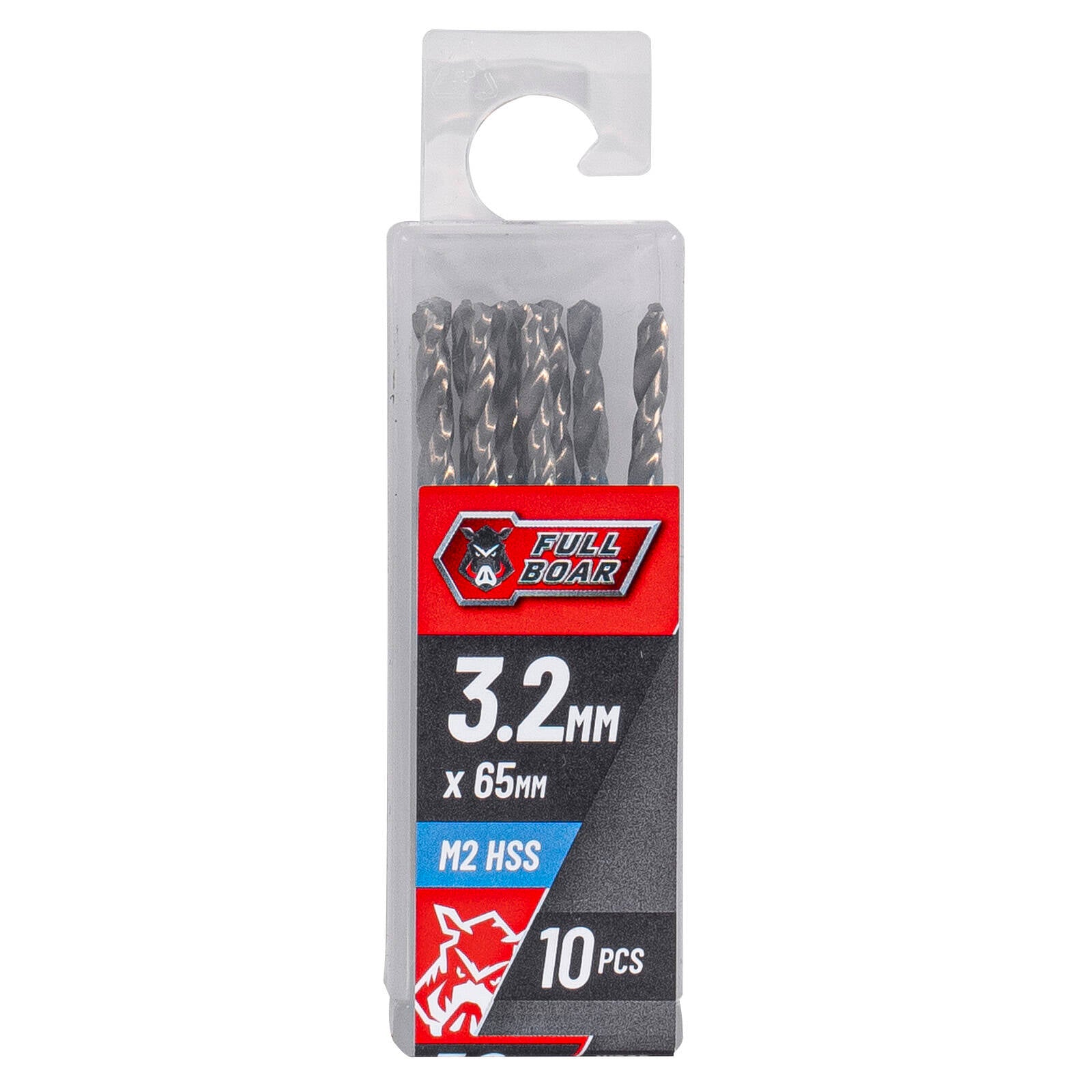 Full Boar 3.2mm M2 HSS Drill Bit - 10 Piece, for Metal, Wood & Plastic
