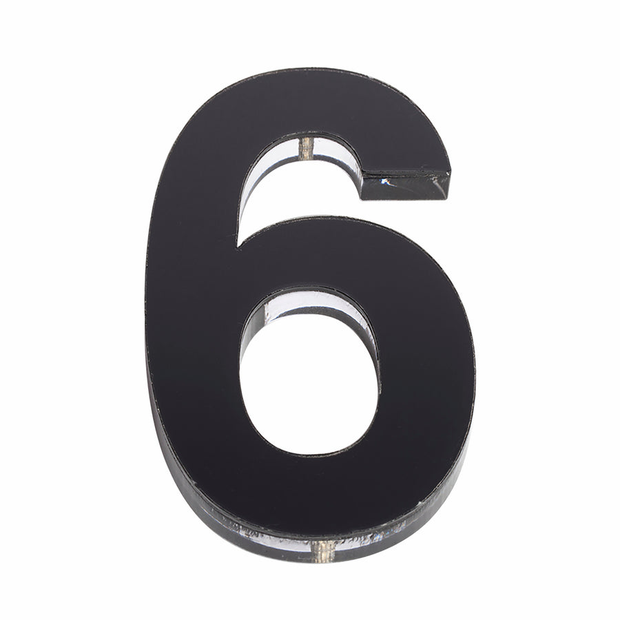 Sandleford 120mm Black Acrylic House Number 6 - Gloss, Weather Resistant