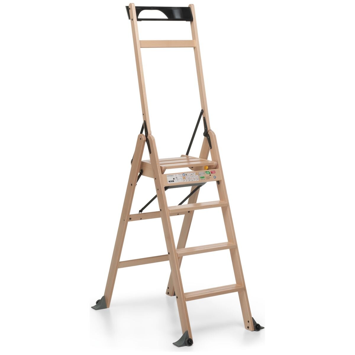 Foppapedretti Lascala 4 Wood Ladder - Solid Beechwood, Folds Flat to 17cm, 150kg Max Load - F9900360003