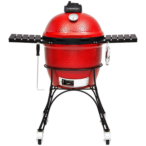 Kamado Joe Classic I Ceramic Grill - Red, Two-Tier Cooking, Cart with Locking Wheels - KJ23RH