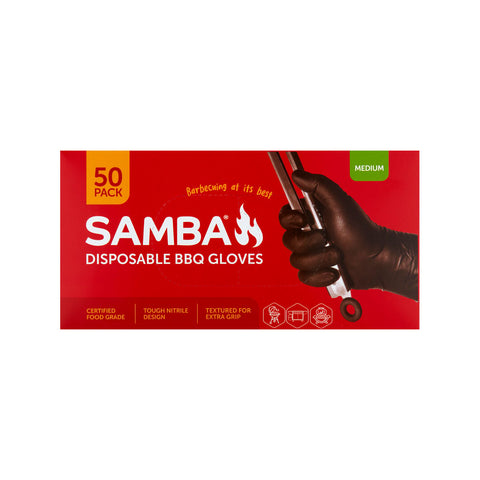 Samba Medium Disposable BBQ Gloves 50 Pack - Nitrile - 120mm x 65mm - Puncture Resistant - SuperSaverAU - view 2